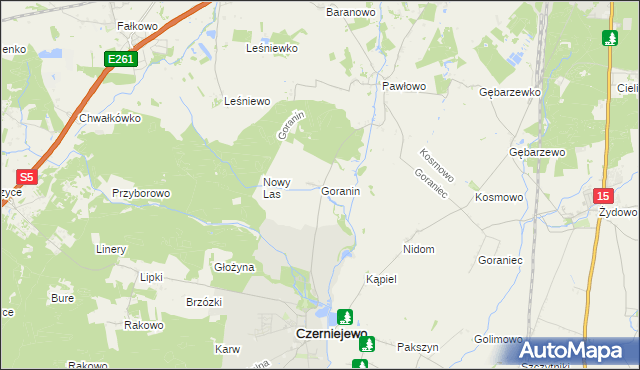 mapa Goranin gmina Czerniejewo, Goranin gmina Czerniejewo na mapie Targeo