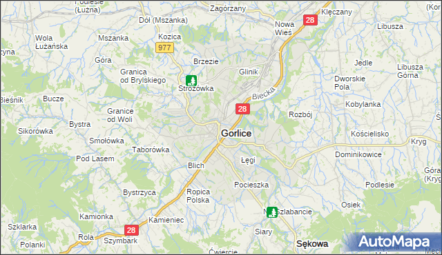 mapa Gorlic, Gorlice na mapie Targeo
