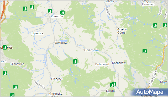 mapa Gorzeszów, Gorzeszów na mapie Targeo