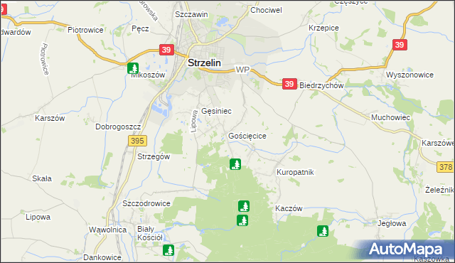 mapa Gościęcice, Gościęcice na mapie Targeo