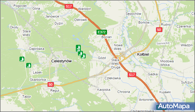 mapa Gózd gmina Kołbiel, Gózd gmina Kołbiel na mapie Targeo