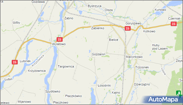 mapa Gozdanin gmina Mogilno, Gozdanin gmina Mogilno na mapie Targeo