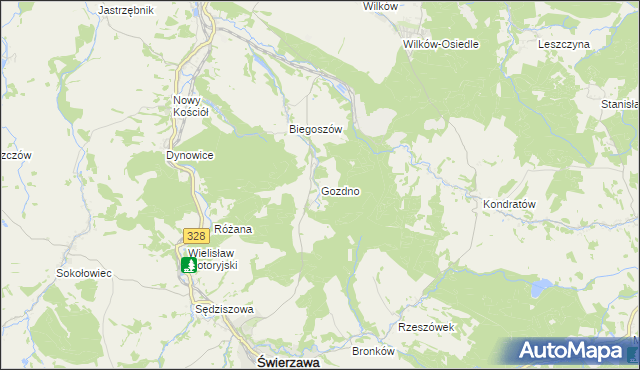 mapa Gozdno, Gozdno na mapie Targeo