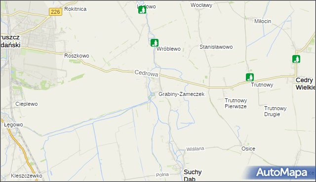 mapa Grabiny-Zameczek, Grabiny-Zameczek na mapie Targeo