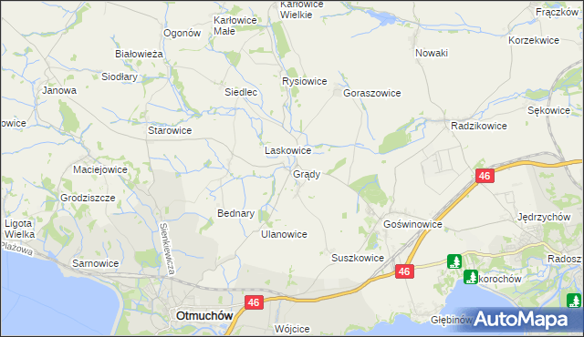 mapa Grądy gmina Otmuchów, Grądy gmina Otmuchów na mapie Targeo