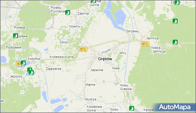 mapa Grębów powiat tarnobrzeski, Grębów powiat tarnobrzeski na mapie Targeo