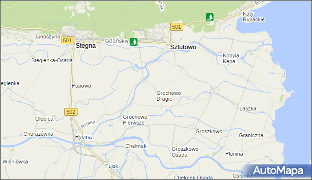 mapa Grochowo Drugie, Grochowo Drugie na mapie Targeo