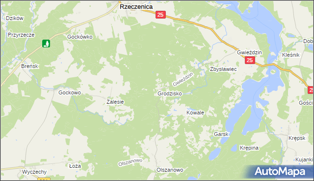 mapa Grodzisko gmina Rzeczenica, Grodzisko gmina Rzeczenica na mapie Targeo