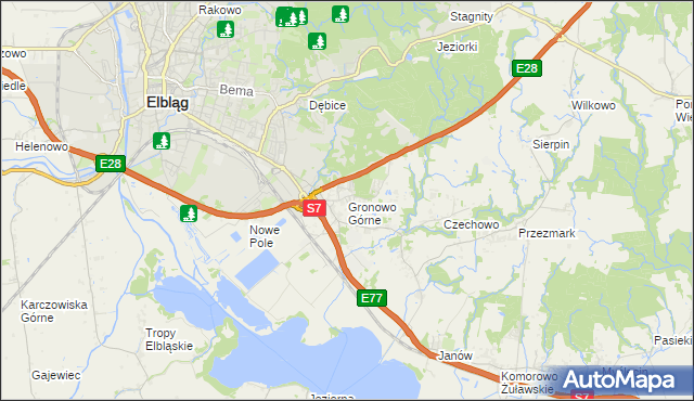 mapa Gronowo Górne, Gronowo Górne na mapie Targeo