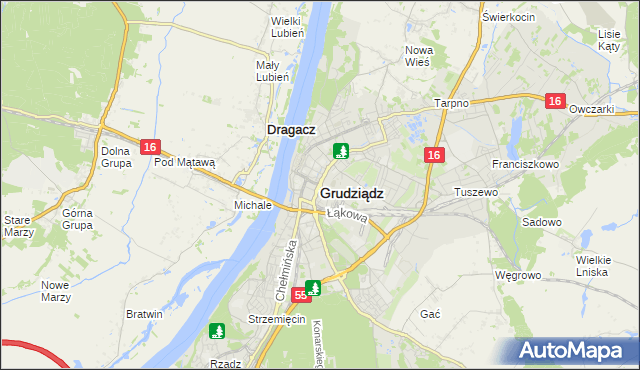 mapa Grudziądza, Grudziądz na mapie Targeo
