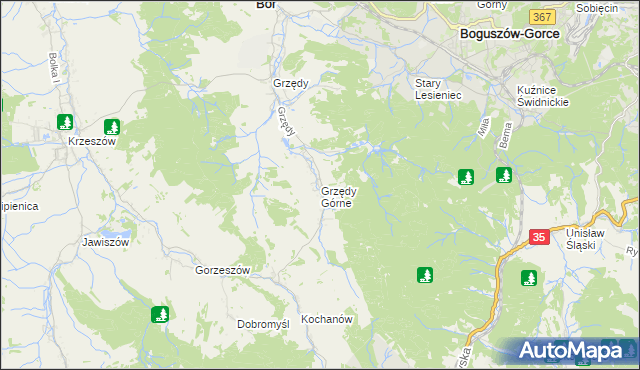 mapa Grzędy Górne, Grzędy Górne na mapie Targeo