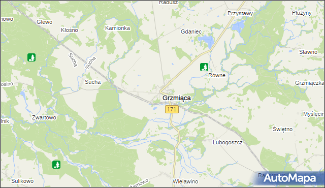 mapa Grzmiąca powiat szczecinecki, Grzmiąca powiat szczecinecki na mapie Targeo