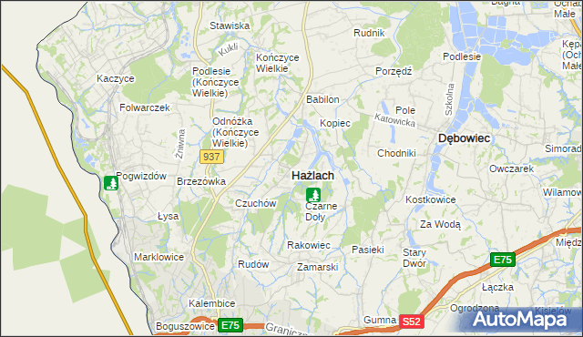 mapa Hażlach, Hażlach na mapie Targeo