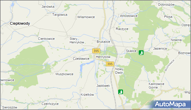 mapa Henryków gmina Ziębice, Henryków gmina Ziębice na mapie Targeo