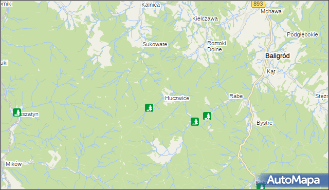 mapa Huczwice, Huczwice na mapie Targeo