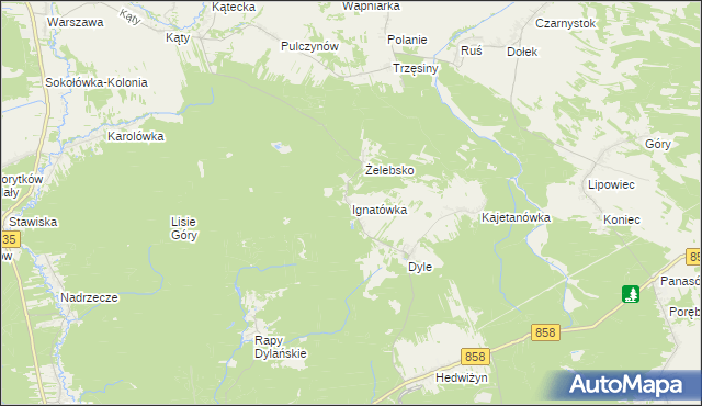mapa Ignatówka gmina Biłgoraj, Ignatówka gmina Biłgoraj na mapie Targeo