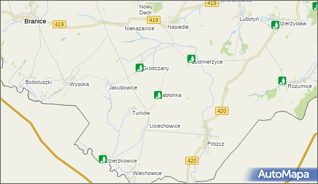 mapa Jabłonka gmina Branice, Jabłonka gmina Branice na mapie Targeo