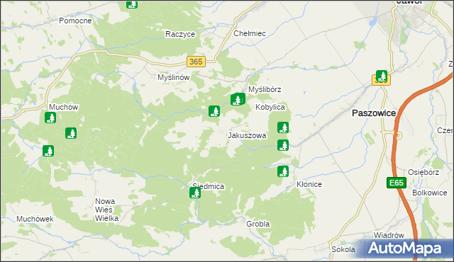 mapa Jakuszowa, Jakuszowa na mapie Targeo