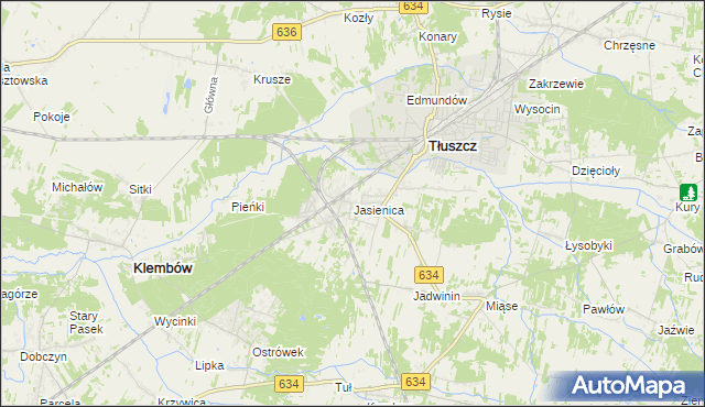 mapa Jasienica gmina Tłuszcz, Jasienica gmina Tłuszcz na mapie Targeo