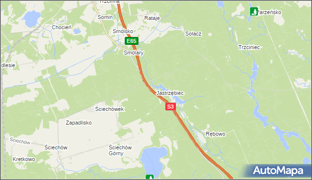 mapa Jastrzębiec gmina Lubiszyn, Jastrzębiec gmina Lubiszyn na mapie Targeo