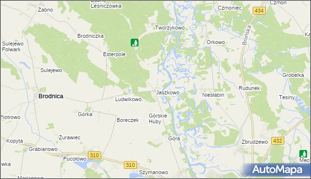 mapa Jaszkowo gmina Brodnica, Jaszkowo gmina Brodnica na mapie Targeo