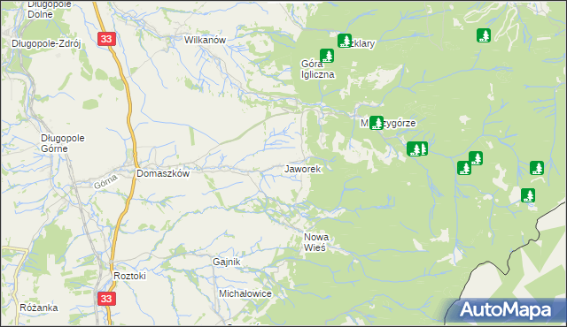 mapa Jaworek gmina Międzylesie, Jaworek gmina Międzylesie na mapie Targeo