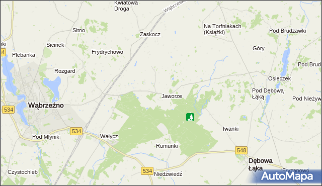 mapa Jaworze gmina Ryńsk, Jaworze gmina Ryńsk na mapie Targeo