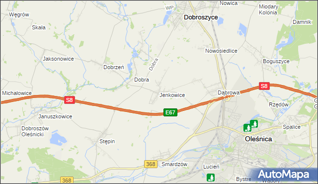 mapa Jenkowice gmina Oleśnica, Jenkowice gmina Oleśnica na mapie Targeo