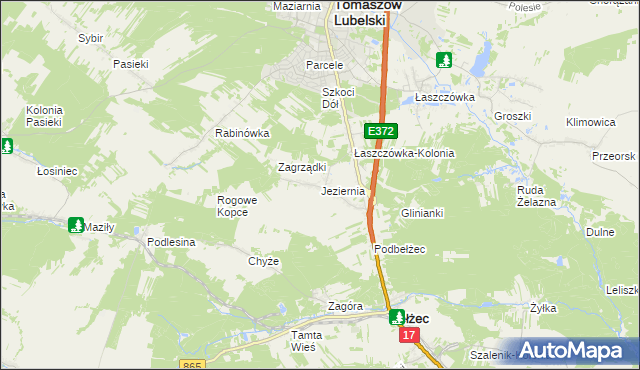 mapa Jeziernia, Jeziernia na mapie Targeo