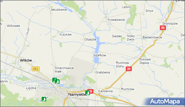mapa Józefków gmina Namysłów, Józefków gmina Namysłów na mapie Targeo