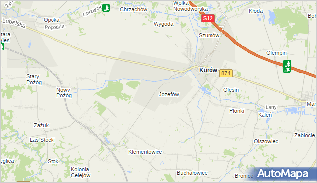 mapa Józefów gmina Kurów, Józefów gmina Kurów na mapie Targeo