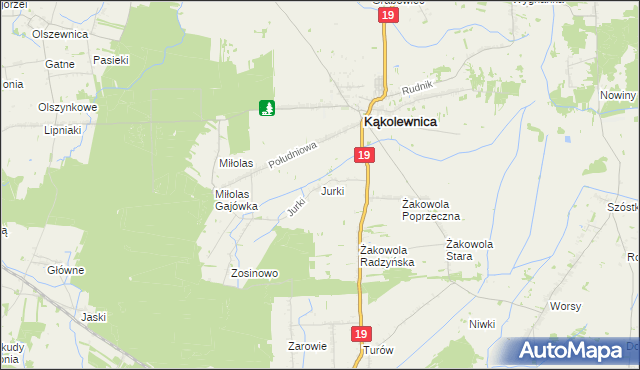 mapa Jurki gmina Kąkolewnica, Jurki gmina Kąkolewnica na mapie Targeo