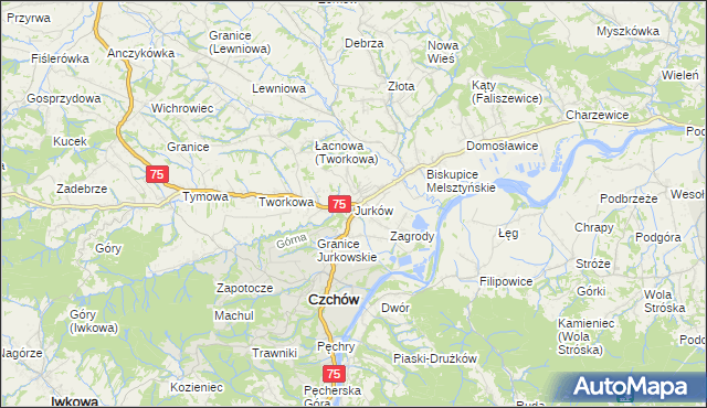 mapa Jurków gmina Czchów, Jurków gmina Czchów na mapie Targeo