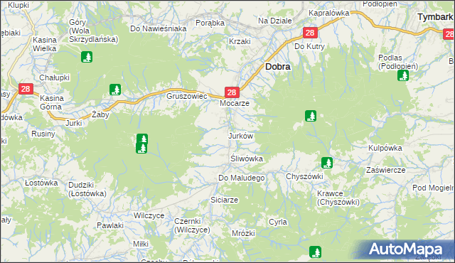 mapa Jurków gmina Dobra, Jurków gmina Dobra na mapie Targeo