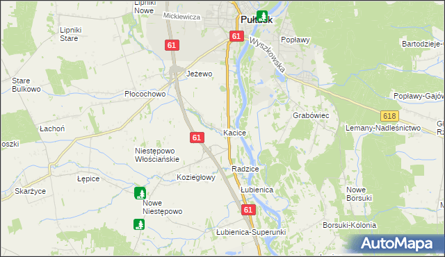 mapa Kacice gmina Pułtusk, Kacice gmina Pułtusk na mapie Targeo