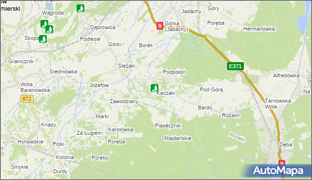 mapa Kaczaki, Kaczaki na mapie Targeo