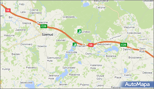 mapa Kamień gmina Szemud, Kamień gmina Szemud na mapie Targeo