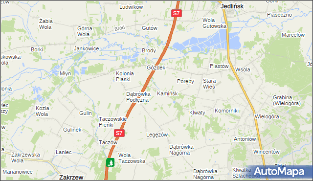 mapa Kamińsk gmina Jedlińsk, Kamińsk gmina Jedlińsk na mapie Targeo