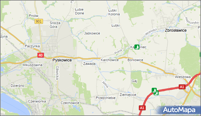 mapa Karchowice, Karchowice na mapie Targeo