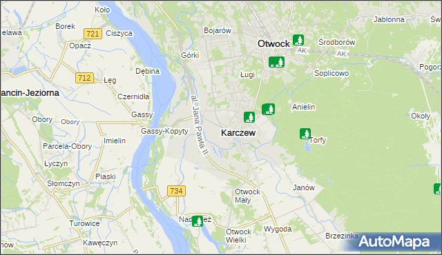 mapa Karczew powiat otwocki, Karczew powiat otwocki na mapie Targeo