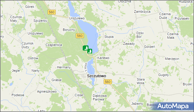 mapa Karlewo, Karlewo na mapie Targeo