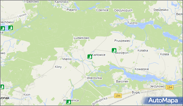 mapa Karłowice gmina Swarzędz, Karłowice gmina Swarzędz na mapie Targeo