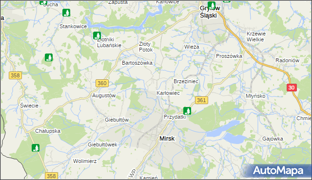 mapa Karłowiec, Karłowiec na mapie Targeo