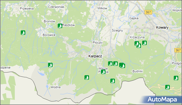 mapa Karpacz, Karpacz na mapie Targeo