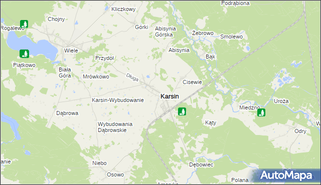 mapa Karsin powiat kościerski, Karsin powiat kościerski na mapie Targeo