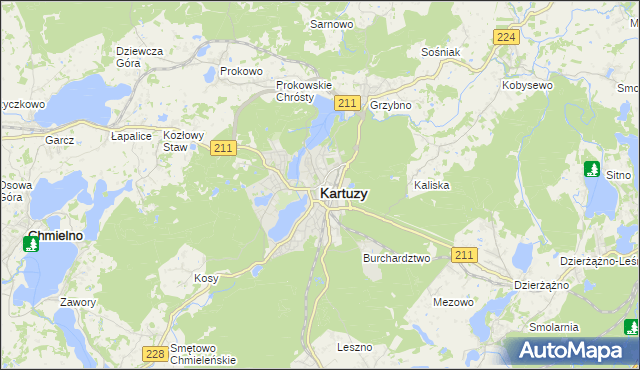 mapa Kartuzy, Kartuzy na mapie Targeo