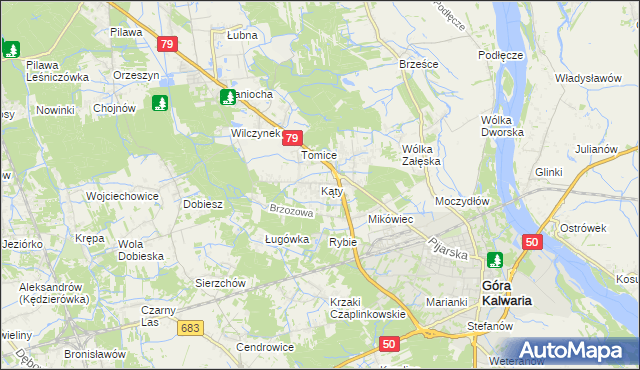 mapa Kąty gmina Góra Kalwaria, Kąty gmina Góra Kalwaria na mapie Targeo