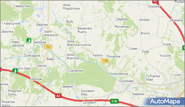 mapa Kębliny, Kębliny na mapie Targeo