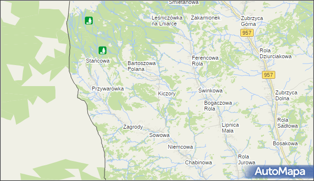 mapa Kiczory, Kiczory na mapie Targeo