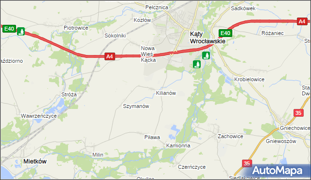 mapa Kilianów, Kilianów na mapie Targeo